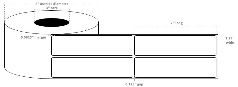 1.75"x7" Rectangle Blank on White Premium High Gloss BOPP