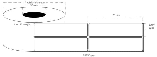 1.75"x7" Rectangle Blank on White Premium High Gloss BOPP
