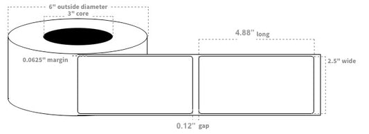 VIP 2.5"x4.88: Labels White High Gloss Paper Blanks (650 labels per roll)
