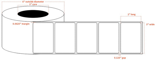VIP 3"x2" Labels White High Gloss Paper Blanks (1300 per roll)