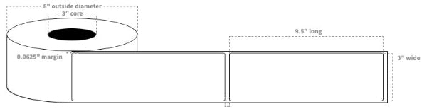 3"x9.5" Labels White HighGloss BOPP Blanks