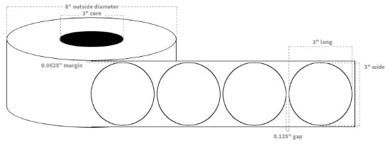 3" Circles on White BOPP w/Timing Mark Matrix Removed (E#23110)