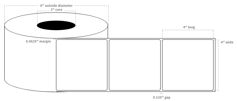 4" x 4" White Gloss Inkjet BOPP Blank Label