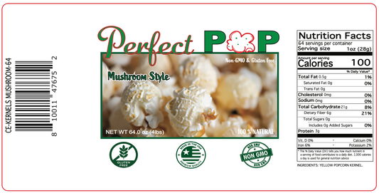 4lb / 64oz Mushroom PopCorn Labels 4x8"