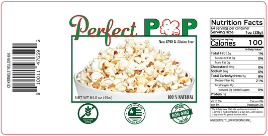 4lb / 64oz Yellow PopCorn Labels 4x8"