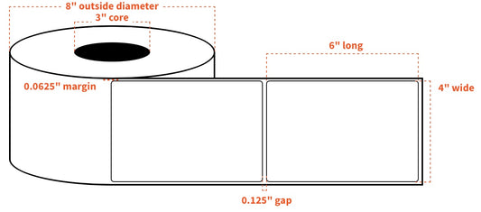 4"x6" Blank BOPP Labels with All Temp Adhesive for VP550