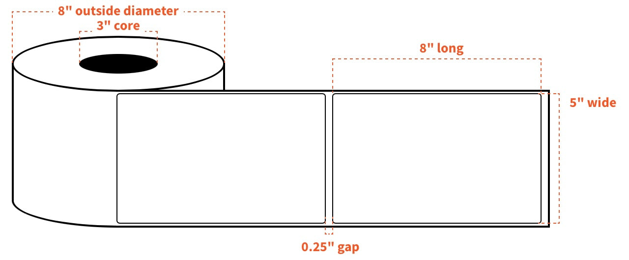 5"x8" Blank BOPP Labels with All Temp Adhesive for VP550