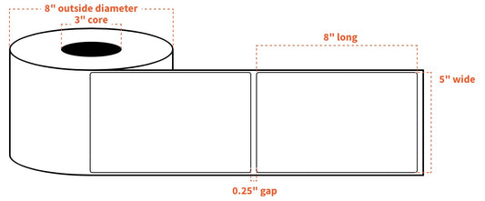 5"x8" Blank BOPP Labels with All Temp Adhesive for VP550