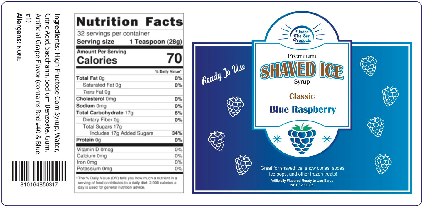 Shaved Ice Syrup (1 Quart - 32oz)