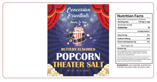 CE 2lb / 32oz Theatre Salt Labels 3"x6.25"