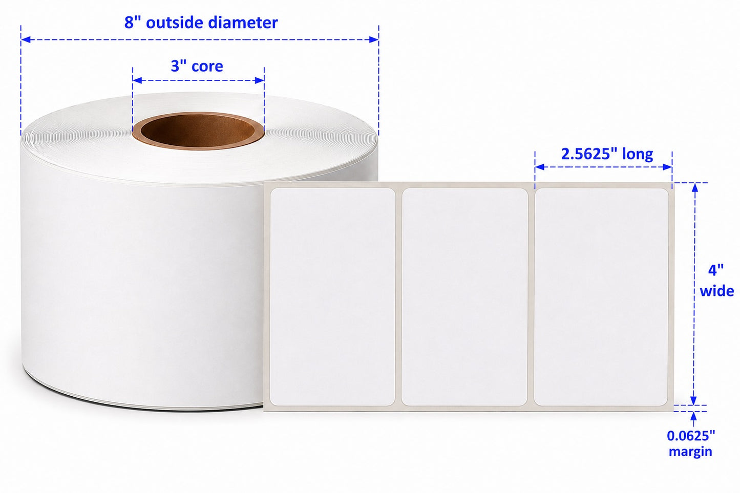 4"x2.5625" White Paper DT w/Clear Mid Ply (E# 23113)