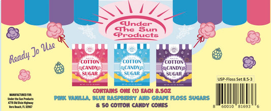 Floss Sugar Set Case UTS 8.5oz-3 with 50 cones (3.5x8")