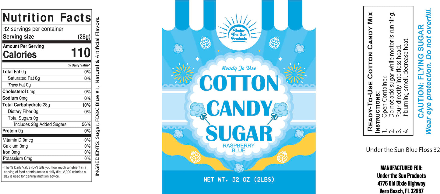 USP - Cotton Candy Sugar (Pink/Blue) 32 oz (3"x7")