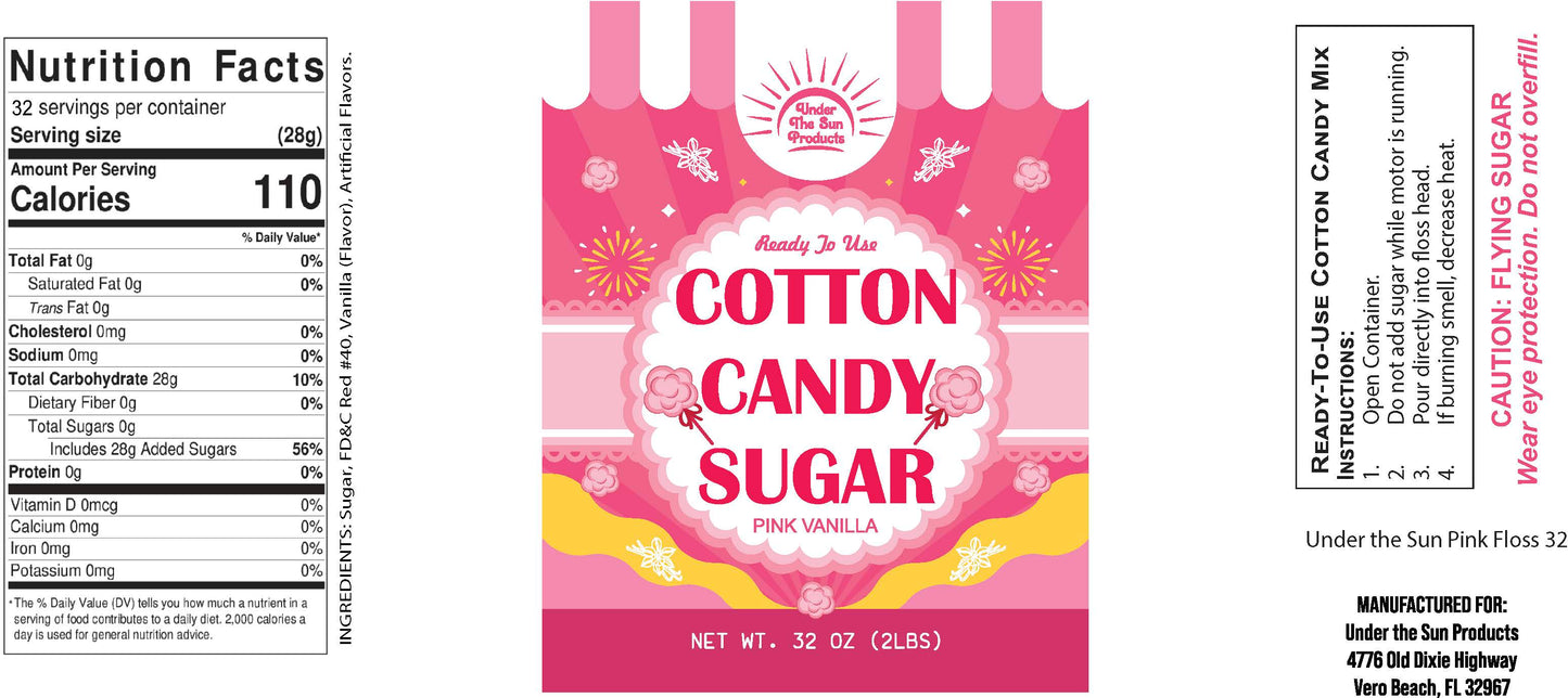 USP - Cotton Candy Sugar (Pink/Blue) 32 oz (3"x7")