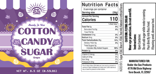 USP - Grape Floss Cotton Candy Sugar 8.5oz (2"x4") (1,000)