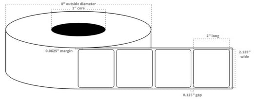 2.125" x 2" Blank Matte Labels with Matrix and Timing Mark (E#22727 | 9343)