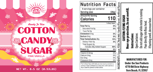 Pink Floss Cotton Candy Sugar 8.5oz (2"x4") (1,000)
