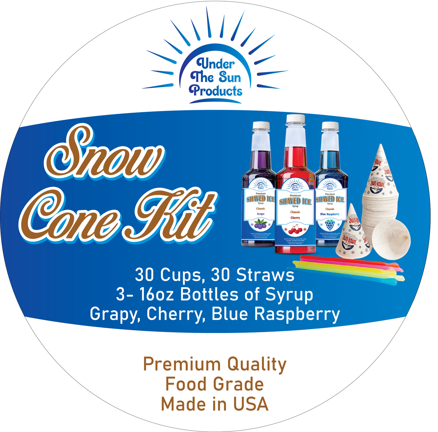 Snow Cone Kit - 30 Cups-Straw (6x6")