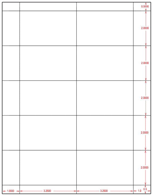 Laser Tray Tags Sheets - 8.5x11" - 3-1/4"x2" (10up)