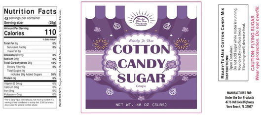 USP - Cotton Candy Sugar (Grape/Pink/Blue) 48 oz (3"x7")