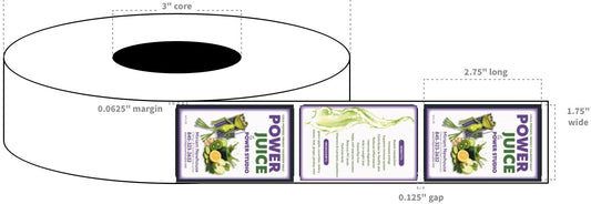 1.75" x 2.75" White Bopp Power Juice