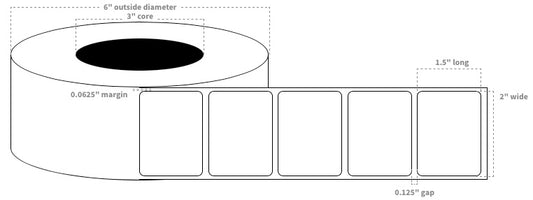 VIP 2"x1.5" Labels White High Paper Blanks (1690 per Roll)
