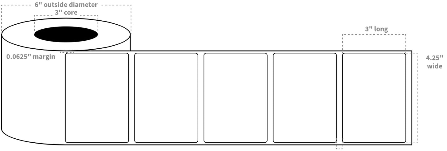 FORMAX 4.25"x3" Labels White High Gloss Paper Blanks (1730 per Roll)