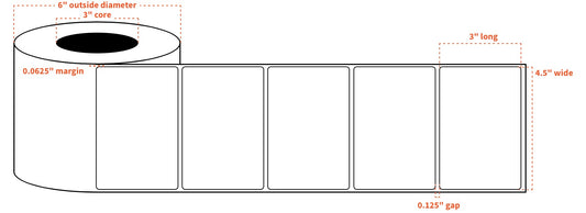 VIP 4.5"x3" Labels White High Paper Blanks (1000 per roll)