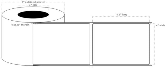 VIP 4"x5.5" Labels White High Paper Blanks (480 per Roll)