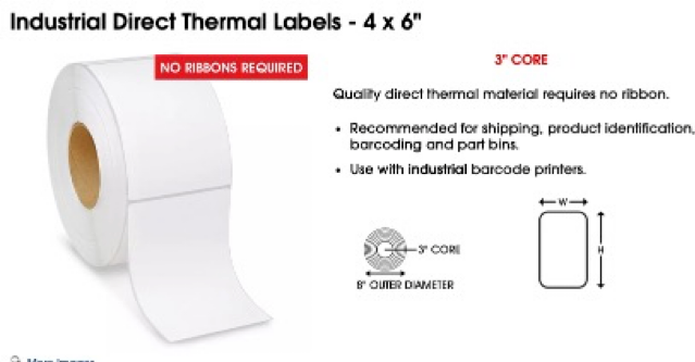 4" x 6" Direct Thermal Labels (Rolls of 1,000)