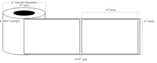 VIP 5"x8": Labels White High Gloss Paper Blanks (400 labels per roll)