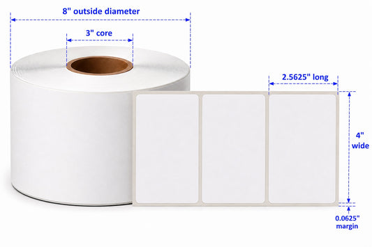 4"x2.5625" White Paper DT w/Clear Mid Ply (E# 23113)