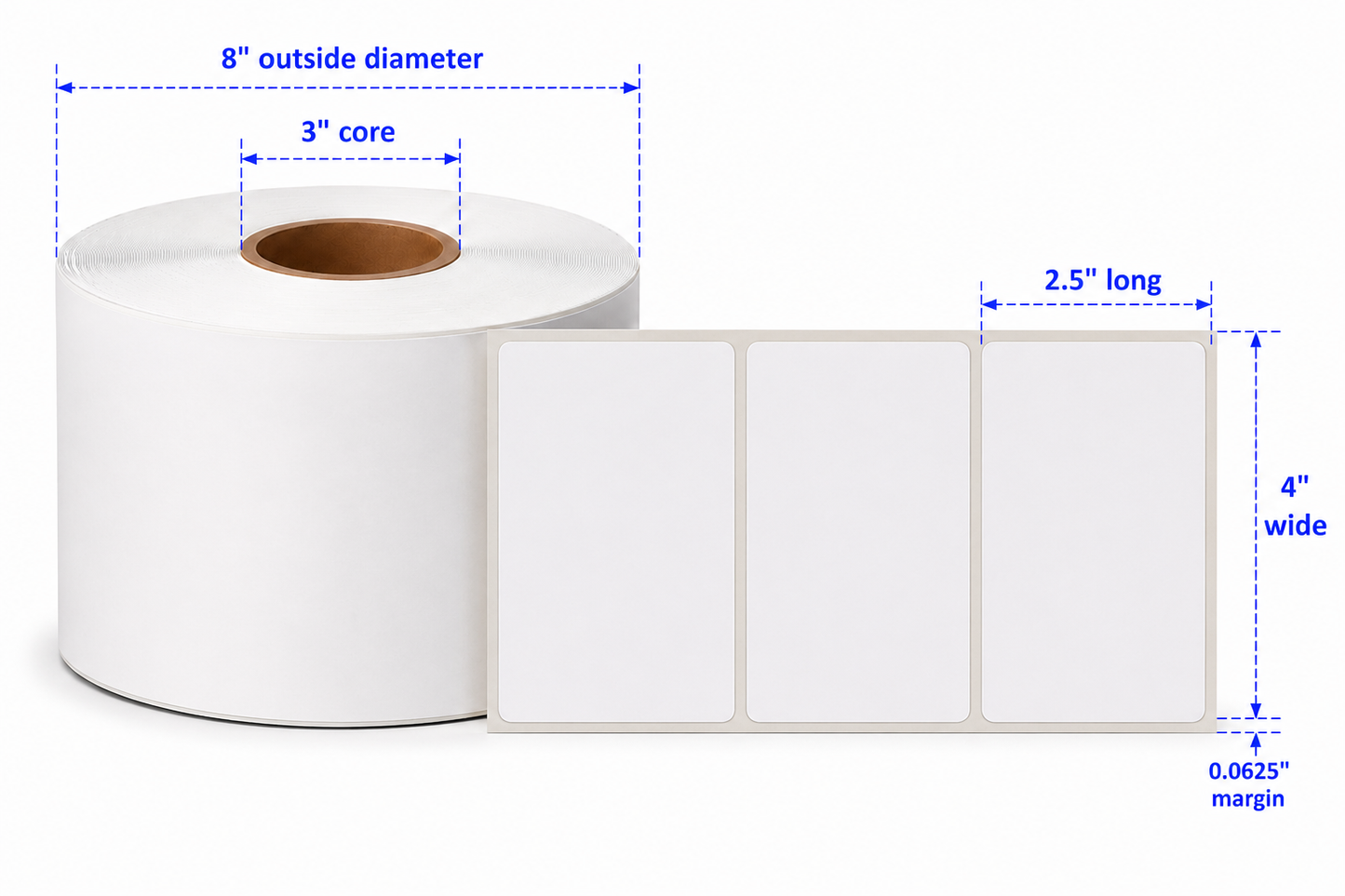 4"x2.5" White Paper DT w/Clear Mid Ply (E# 23113)